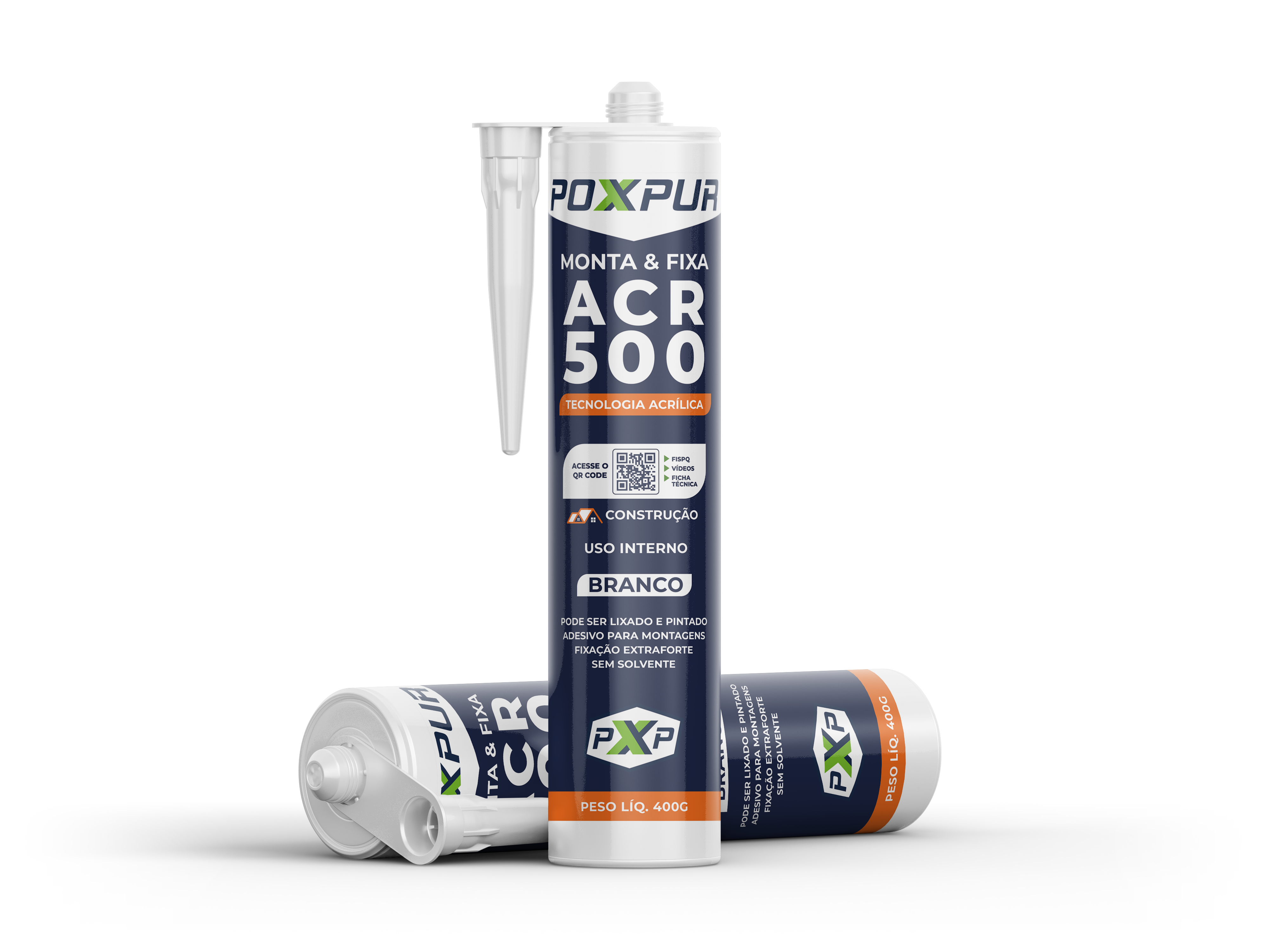 Adesivo Selante PU Poxpur Monta&Fixa ACR 500 Guarnições Rodapés Molduras - 400g