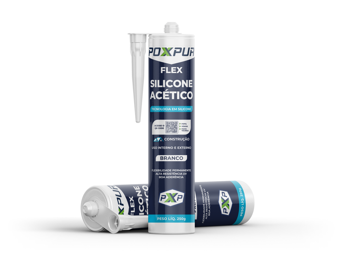 Adesivo Selante PU Poxpur Silicone Acético Vidro Azulejo Alumínio Box de Banheiro - 250g