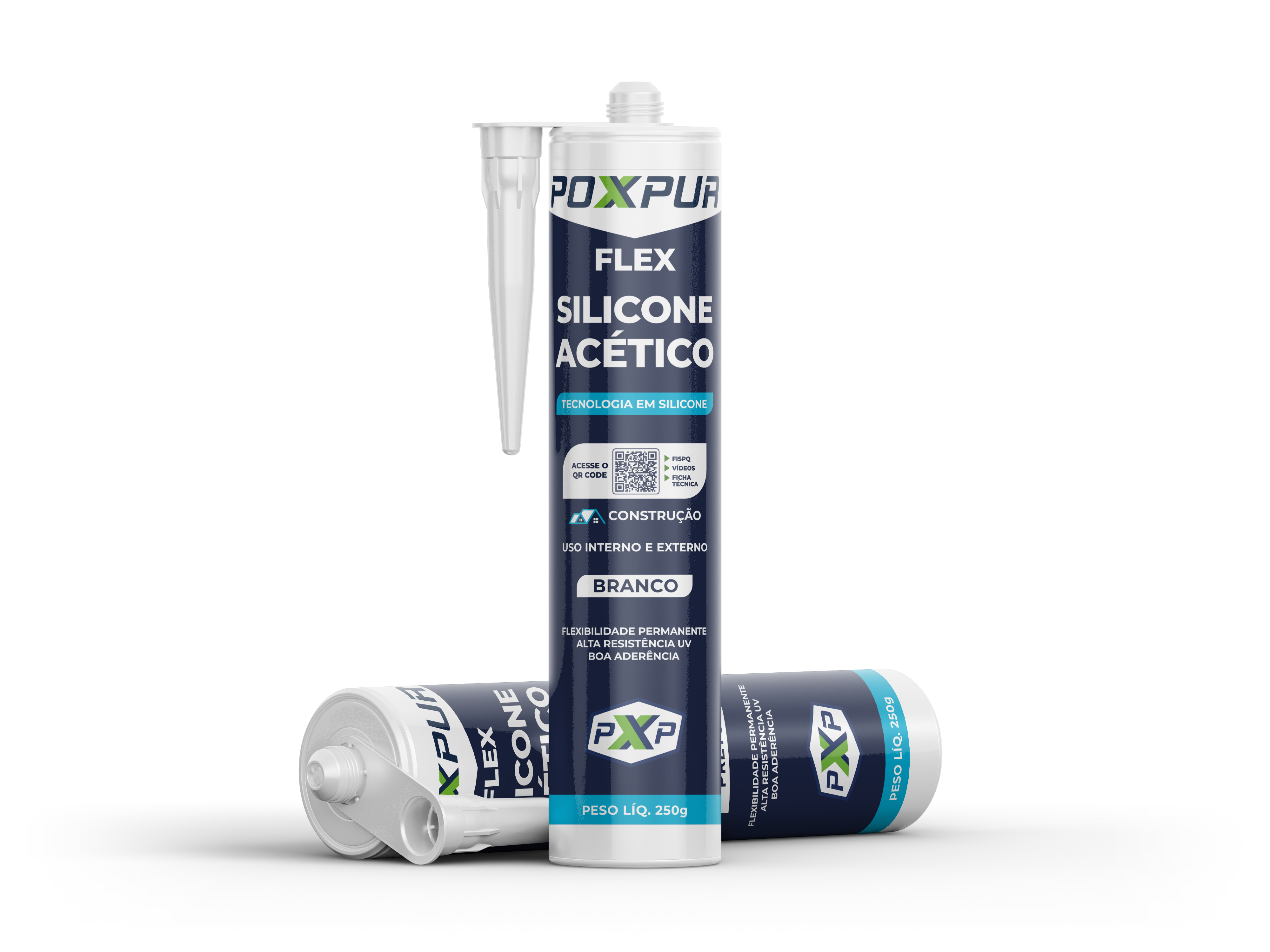 Adesivo Selante PU Poxpur Silicone Acético Vidro Azulejo Alumínio Box de Banheiro - 250g