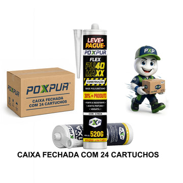 CAIXA FECHADA 24 unidades Adesivo Selante PU40 Poxpur Maxx Construção 520g PROMOCIONAL