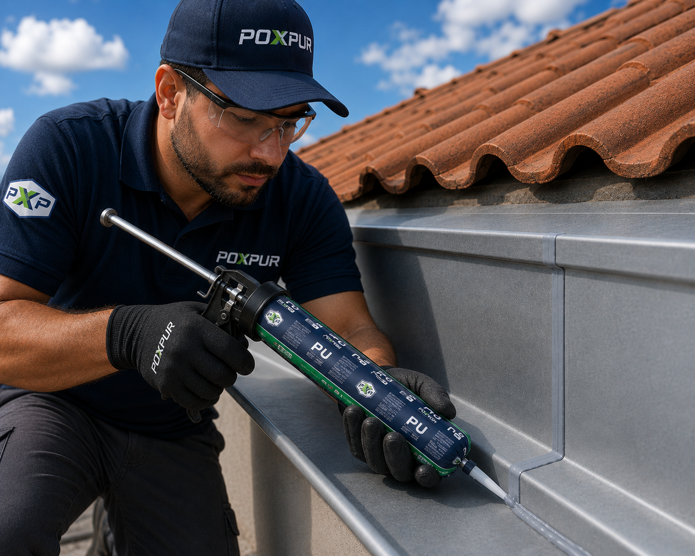 Adesivo Selante PU Poxpur Calhas e Telhas Metal Concreto e Madeiras- Sachê 870g