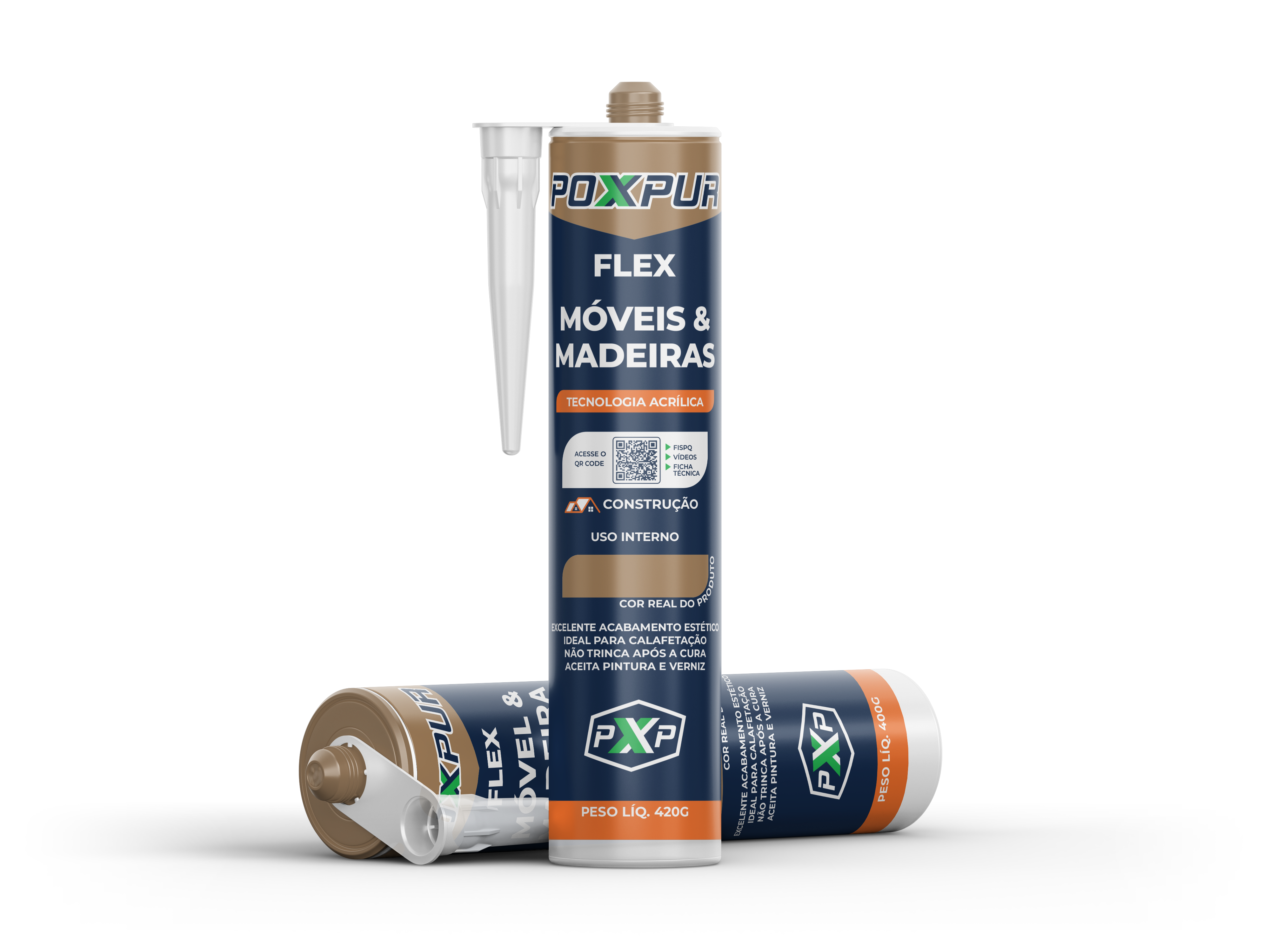 Adesivo Selante Acrílico Poxpur Flex Móveis e Madeira - 420g