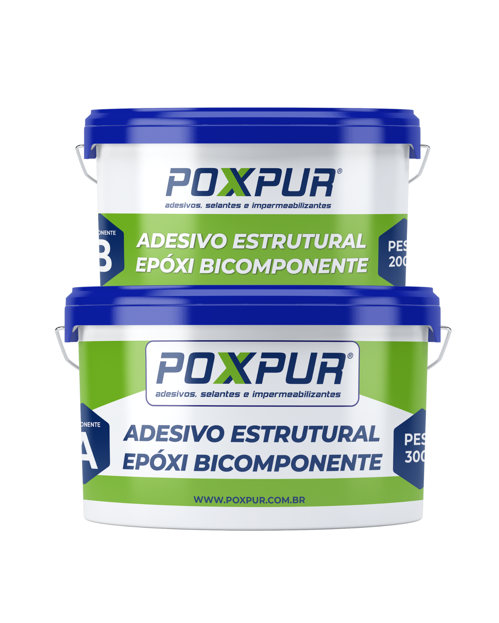 Adesivo Estrutural Epóxi Poxpur 2K EP - KIT Comp A + Comp B = 500G