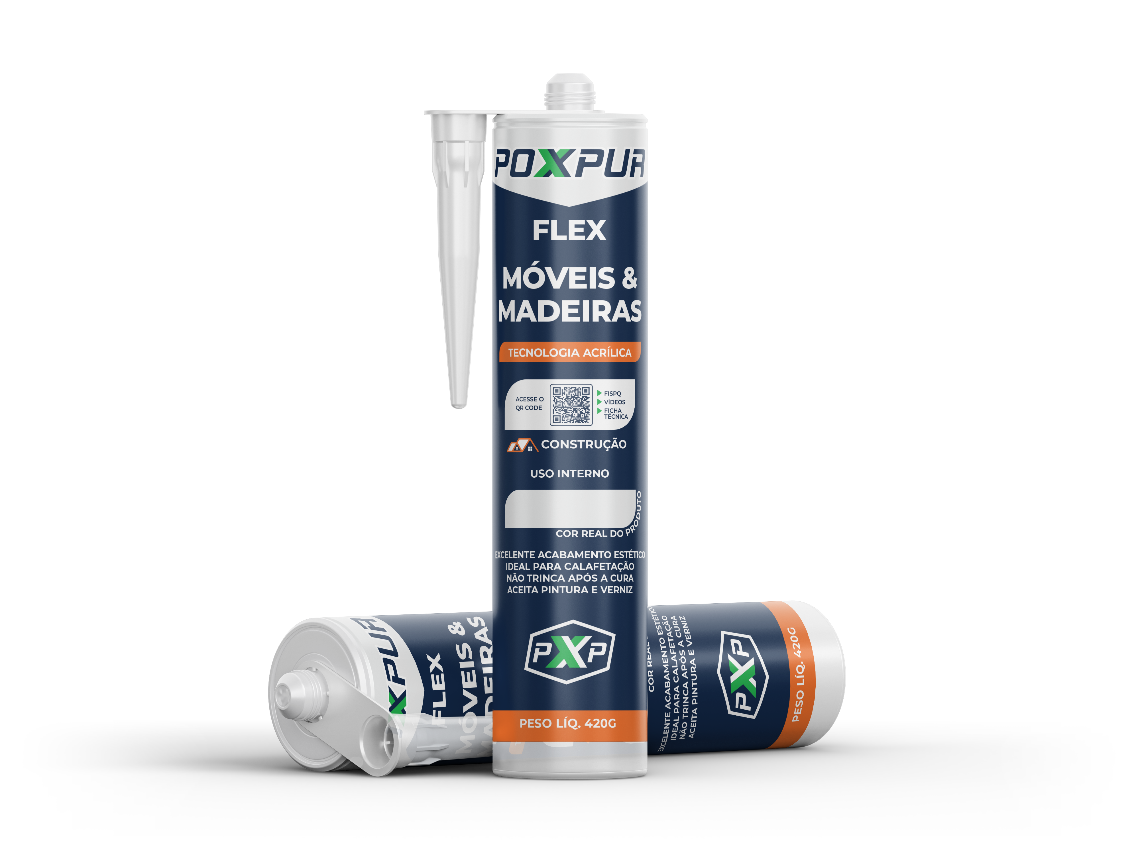 Adesivo Selante Acrílico Poxpur Flex Móveis e Madeira - 420g
