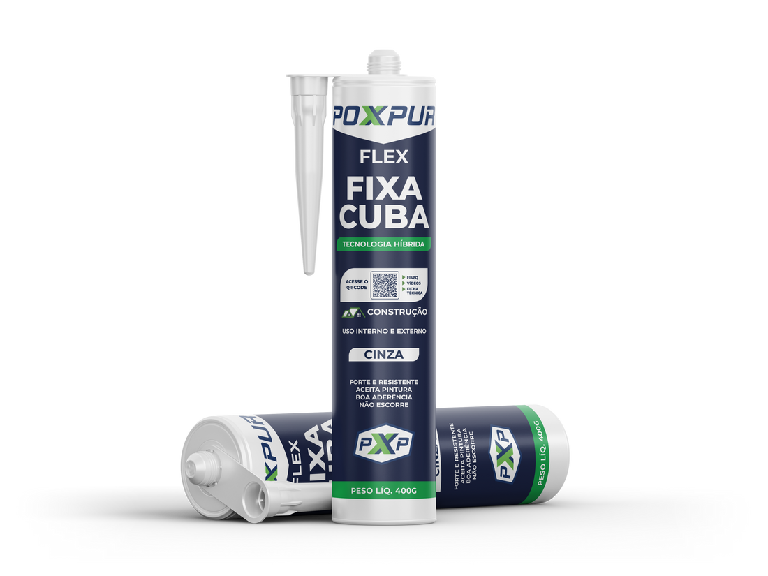 Adesivo Selante PU Poxpur Flex Fixa Cubas Metal Porcelana 400g