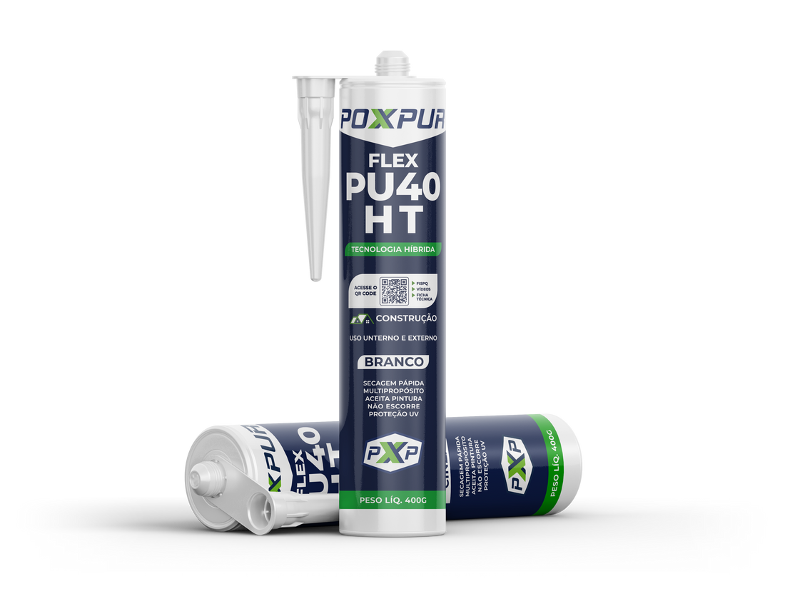 Adesivo Selante Poxpur Flex PU40 HT Concreto Madeira Cerâmica Vidros Pedras Plástico 400g