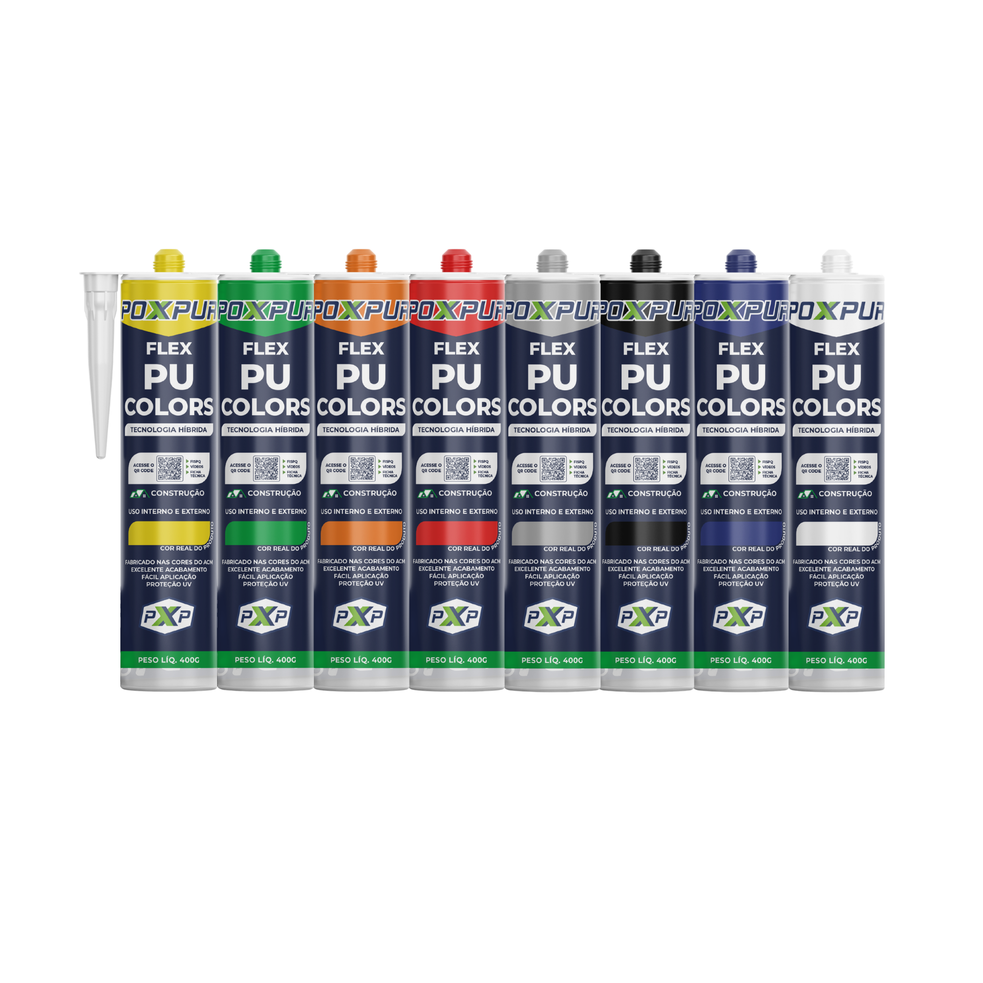 Adesivo Selante PU Poxpur Flex ACM Colors  Vermelho Azul Verde Amarelo Branco - 400g