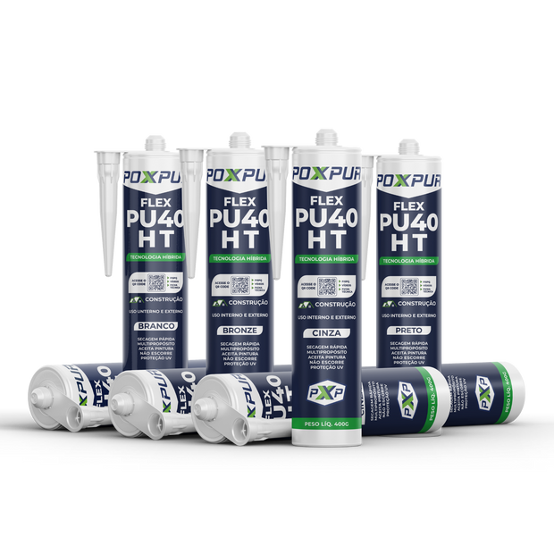 Adesivo Selante Poxpur Flex PU40 HT Concreto Madeira Cerâmica Vidros Pedras Plástico 400g