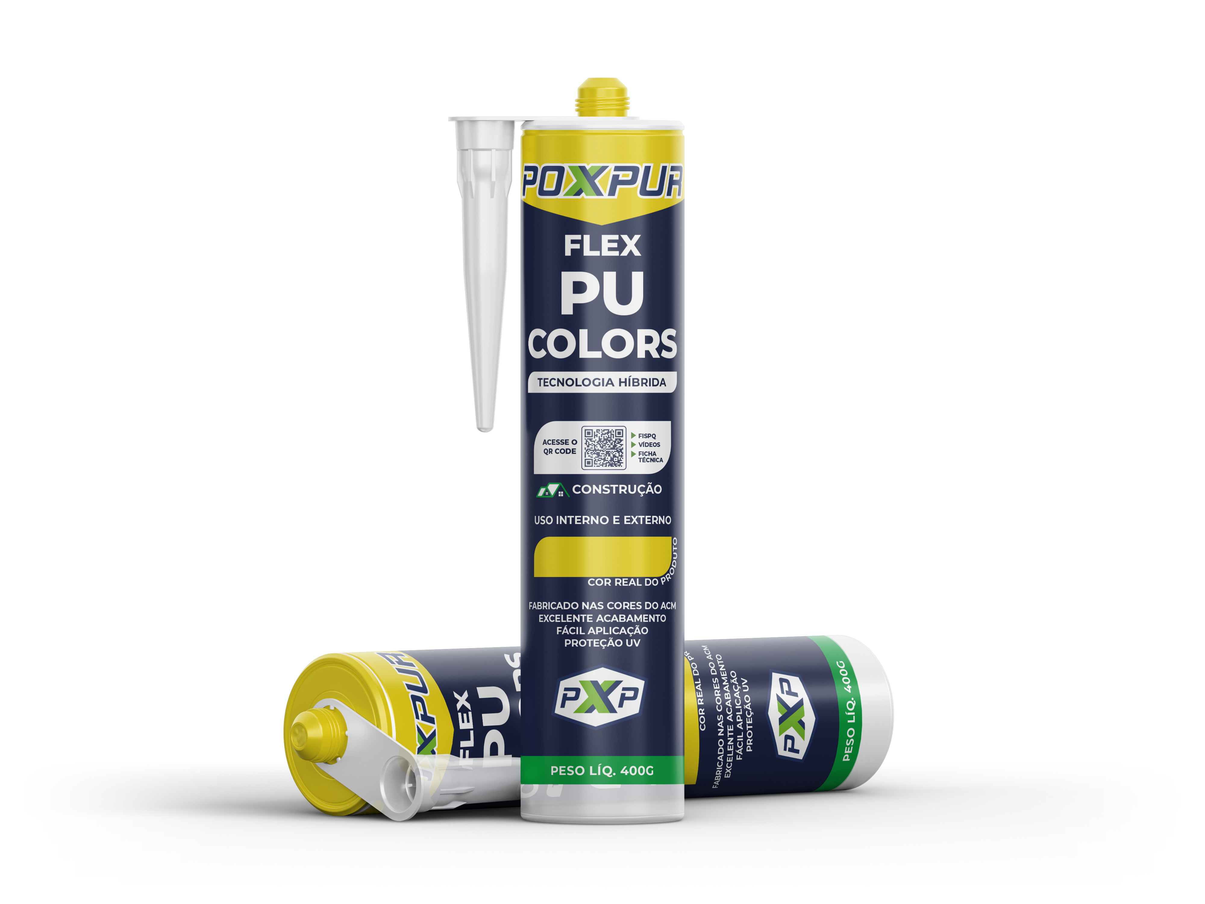 Adesivo Selante PU Poxpur Flex ACM Colors  Vermelho Azul Verde Amarelo Branco - 400g