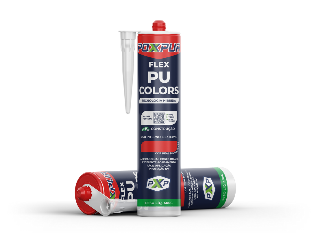 Adesivo Selante PU Poxpur Flex ACM Colors  Vermelho Azul Verde Amarelo Branco - 400g