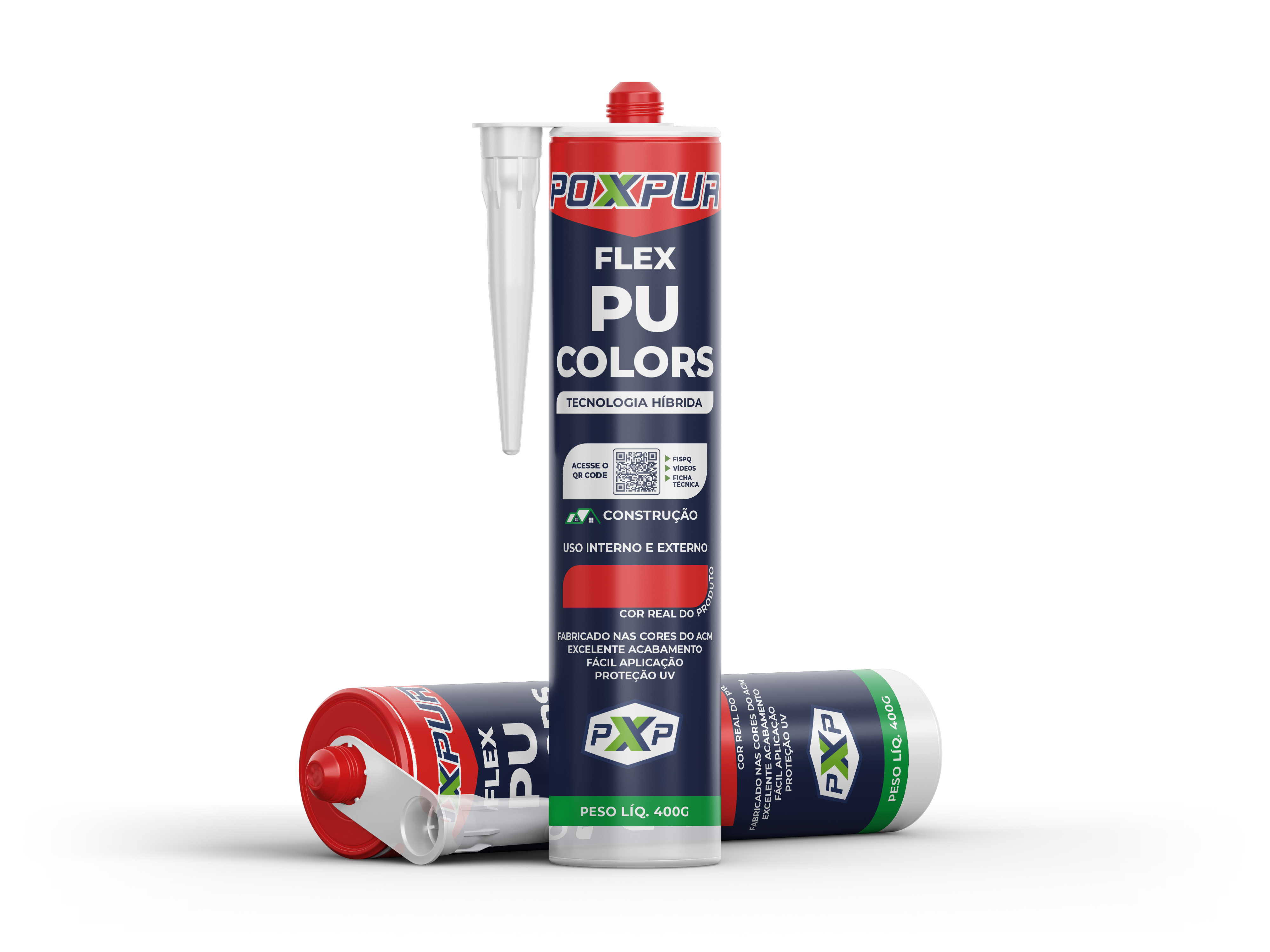 Adesivo Selante PU Poxpur Flex ACM Colors  Vermelho Azul Verde Amarelo Branco - 400g