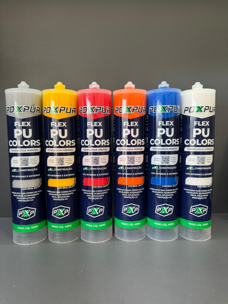 Adesivo Selante PU Poxpur Flex ACM Colors  Vermelho Azul Verde Amarelo Branco - 400g