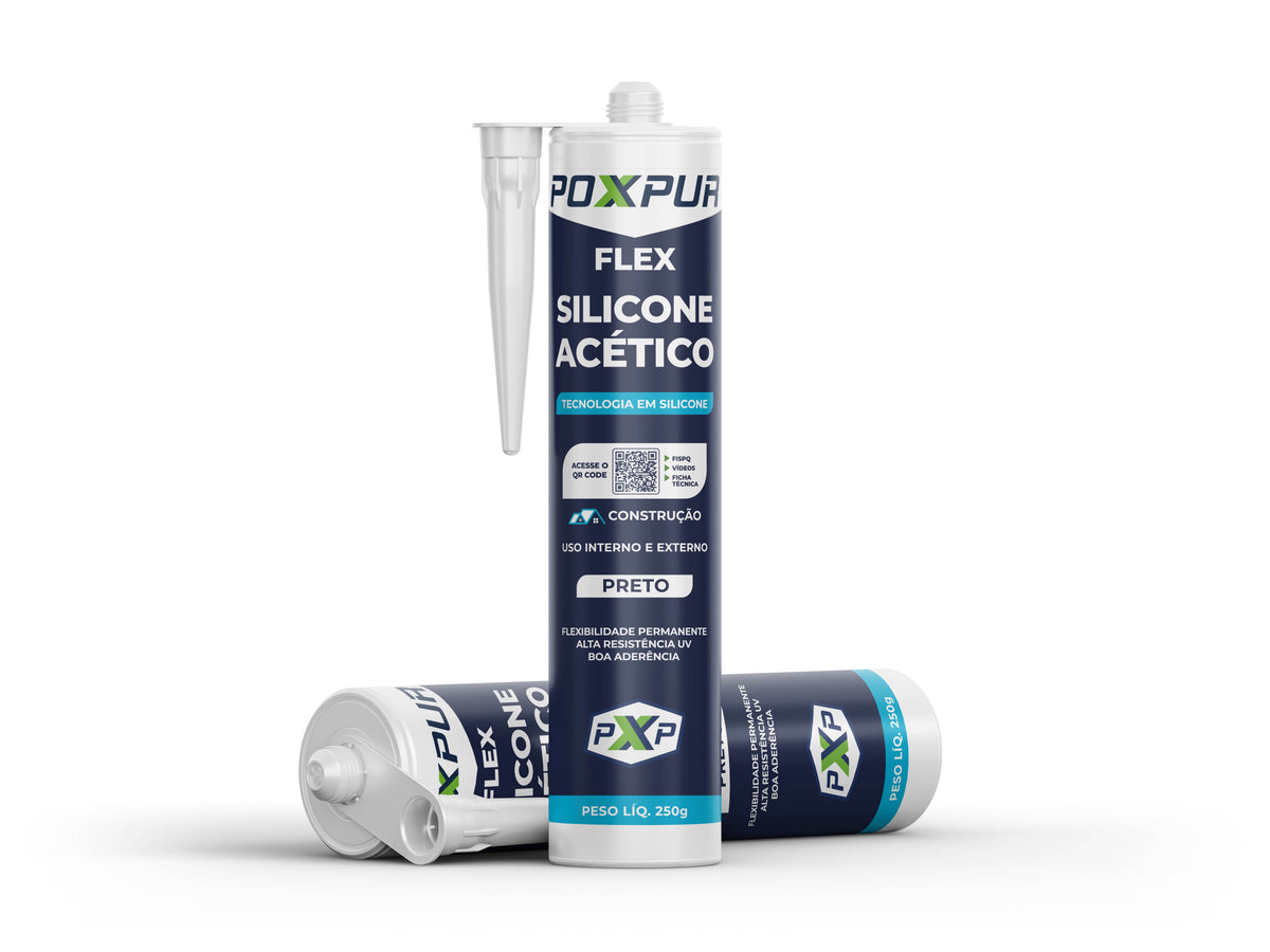 Adesivo Selante Poxpur Silicone Acético Vidro Azulejo Alumínio Box de Banheiro - 250g