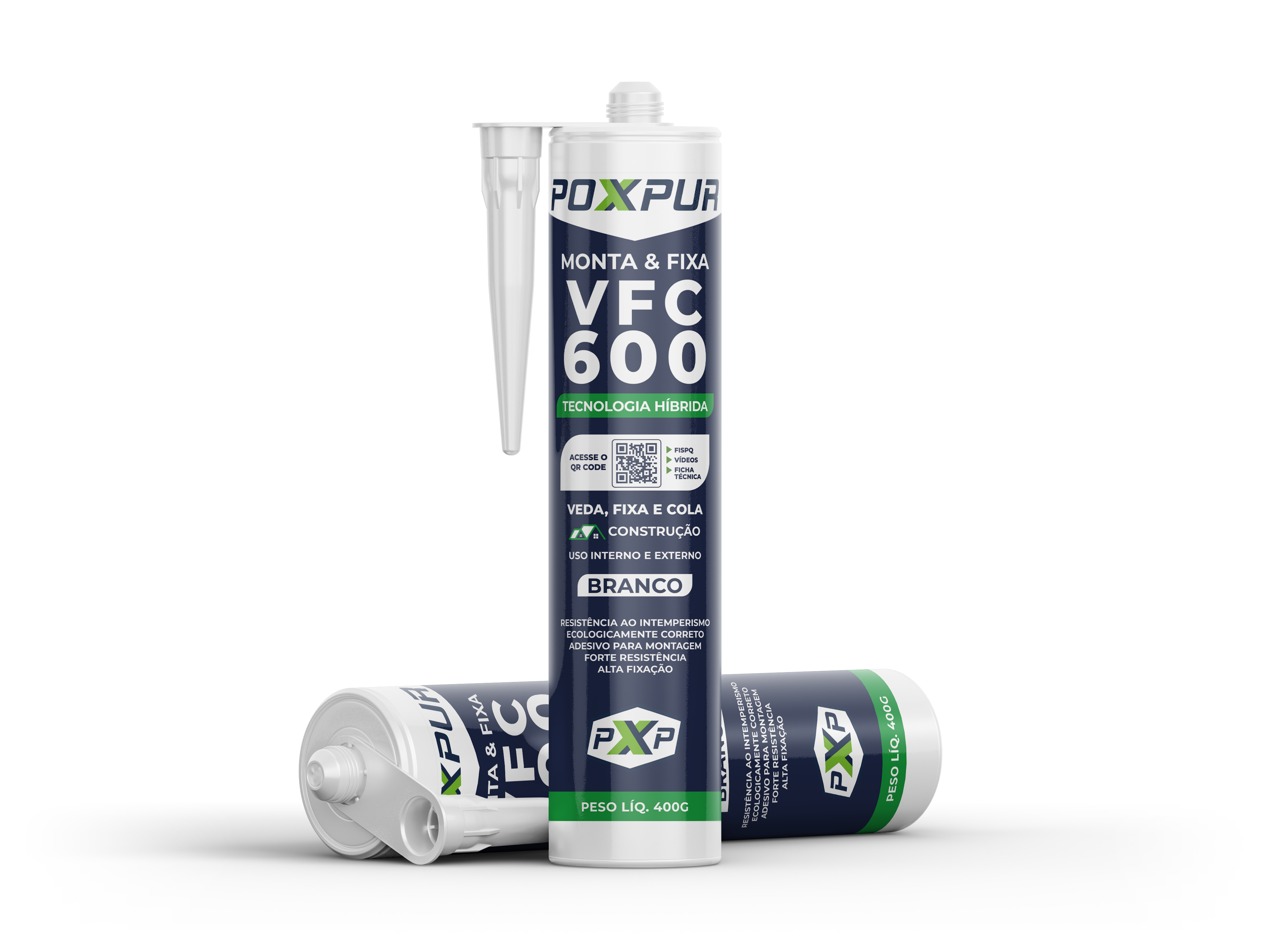 Adesivo Selante PU Poxpur Monta&Fixa VFC 600 Espelhos Cubas Canaletas Painéis - 400g