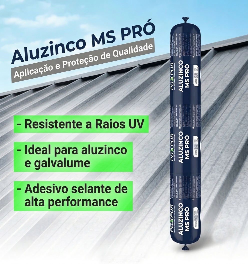 CAIXA FECHADA 24 unidades Adesivo Selante PU Poxpur Aluzinco MS Pro Calhas Rufos Dutos Metal PVC - Sachê 770g