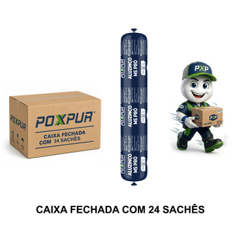 CAIXA FECHADA 24 unidades Adesivo Selante PU Poxpur Aluzinco MS Pro Calhas Rufos Dutos Metal PVC - Sachê 770g