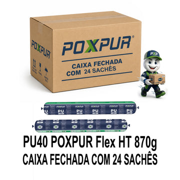 CAIXA FECHADA 24 unidades Adesivo Selante PU40 Poxpur Flex HT Tecnology Plásticos Cerâmicas Vidros Concreto - Sachê 870g
