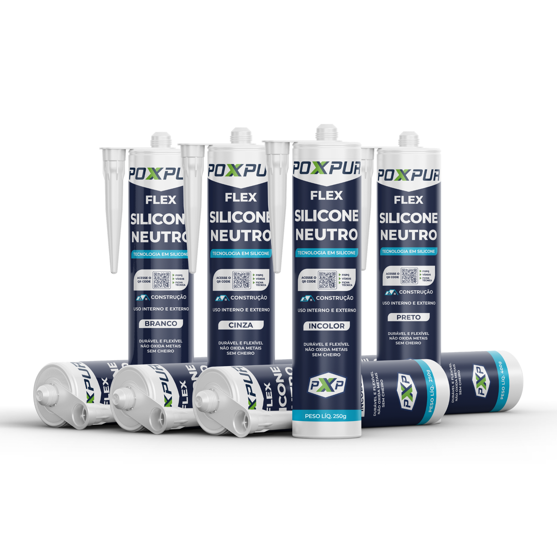 Adesivo Selante Poxpur Silicone Neutro Uso Geral Pedras Mármores Metais Vidros PVC