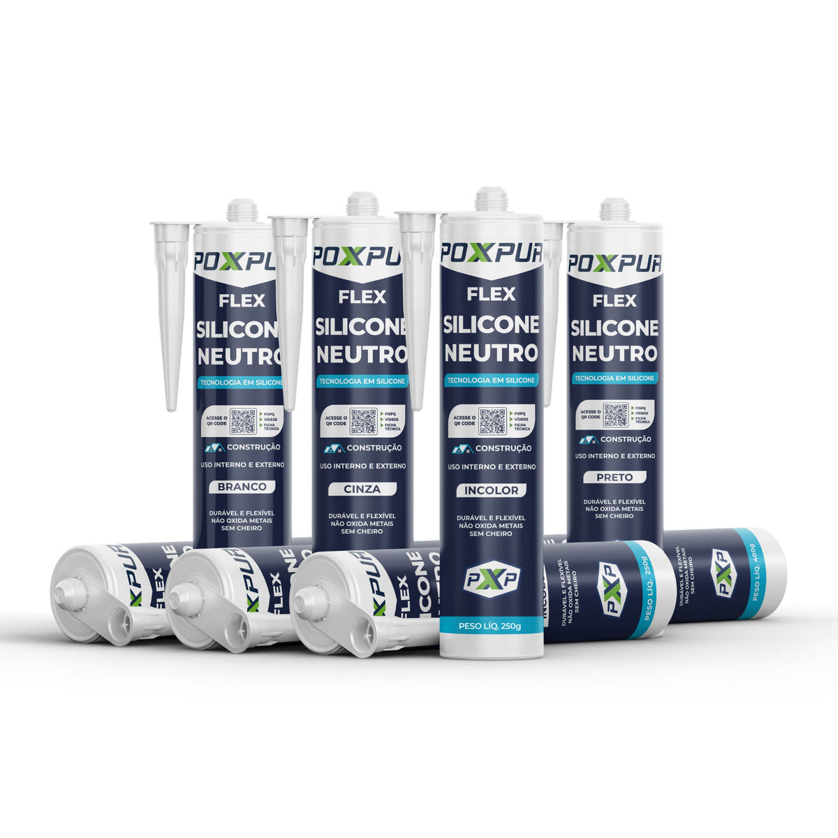 Adesivo Selante Poxpur Silicone Neutro Uso Geral Pedras Mármores Metais Vidros PVC