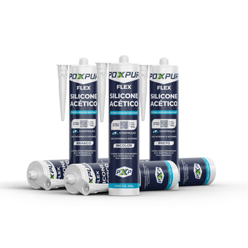 Adesivo Selante Poxpur Silicone Acético Vidro Azulejo Alumínio Box de Banheiro - 250g